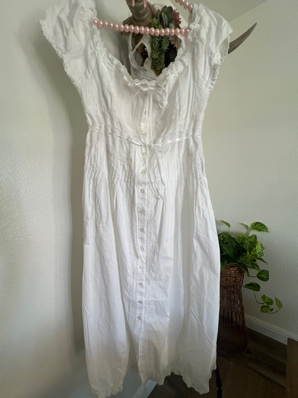 NWT ✧💎Caroline Constas💎✧ White Lace-Trim Sundress feminine M - Picture 2 of 7